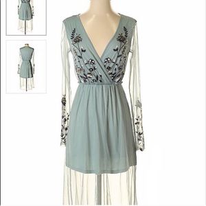 Flowers floral embroidered mesh lace dress